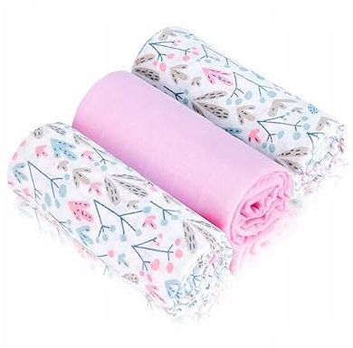 Windel, MUSSELIN-VERSCHLÜSSE, 100% Baumwolle-Musselin, 70x80, für Babys, Jungen und Mädchen - 3er-Pack, saugfähig und atmungsaktiv, Premium| Pink