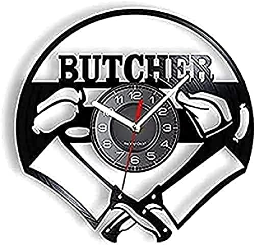 AGlitw 30 cm Silencieux Non Coutil Horloge Murale Moderne Horloge Murale Chef Boucher Couteaux Croisés Cuisine Dinin