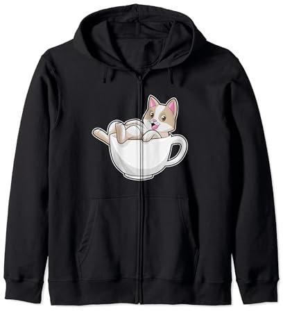Chat Thé Tasse Sweat à Capuche