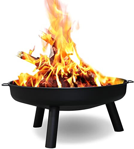 Sonnewelt Braciere da Giardino Ø 75cm, Bracere con 2 Maniglie e 3 Gambe di Supporto Rimovibili,Bracere da Esterni,per il Riscaldamento, il Campeggio, la Terrazza,Braciere Nero