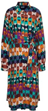Seidensticker Damen Blusenkleid mit Bindegürtel - Kleid - Regular Fit - Midi Kleid - Hemdblusenkragen - Langarm - 100% Viskose