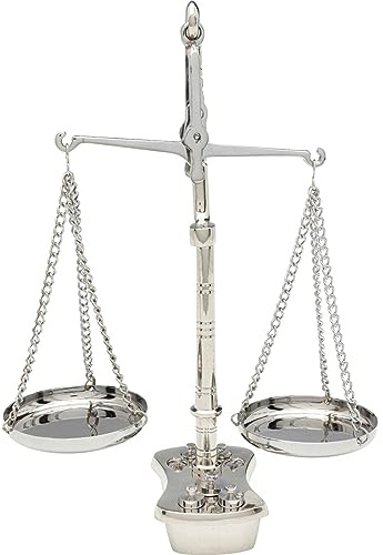 Kare Design Deko Objekt Scale, Silber, Waage, Messing vernickelt, 23x17x7 cm (H/B/T)