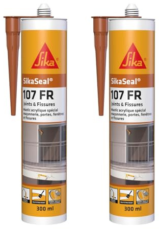 SIKA - Mastic acrylique spécial maçonnerie - portes - fenêtres - SikaSeal 107 joints et fissures - Acajou - Int/Ext - Multisupports - Résistant aux intempéries - 300ml - Lot de 2