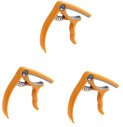 Toyvian 3stücke Gitarre Kapodaster Mit Clip Tuner Für Akustik Gitarre Ukulele Banjo Mandoline Orange Robustes Verschleißfestes Material Präzise Stimmung Einfach Zu Bedienen