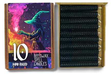 Set di 10 candele in cera d'api da 10 cm (5 nere)