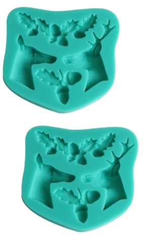 Ciieeo 2pcs DIY Soap Molds Christmas Pine Cone Cake Moulds Nonstick Elk Head Shaped Molds for Home Professional Baking