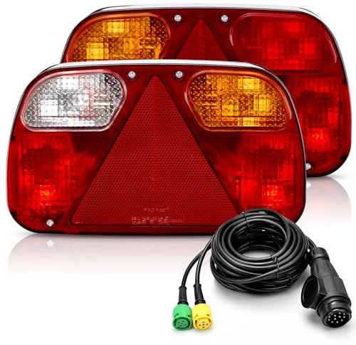 Rückleuchten Set für Anhänger,Rückleuchten Anhänger 13 polig,12V Anhängerbeleuchtung Rücklicht mit 6 Funktionen,5.5m Kabel, E11-zertifiziert