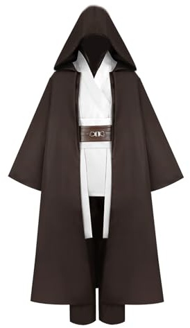 Gothden Costume da Jedi con cappuccio, costume da cavaliere, set completo per Halloween, cosplay, feste in maschera