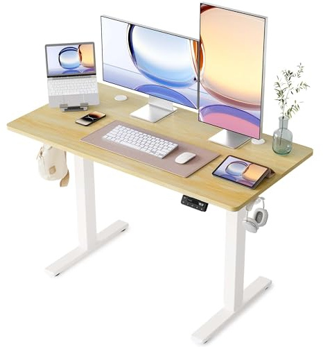 YIHAYO Höhenverstellbarer Schreibtisch 120x60 cm, Schreibtisch Höhenverstellbar Elektrisch Tisch höhenverstellbar Stehschreibtisch mit Memory Funktion, Natural
