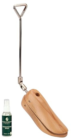 Langer & Messmer élargisseur de chaussures et de bottes pour la boîte à orteils pour femmes contre les chaussures qui serrent fabriqué en bois de hêtre y compris spray d'élargissement du cuir 50ml