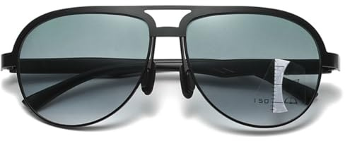 KOOSUFA Solglasögon glidande läsglasögon solglasögon män pilotglasögon metall glidglasögon progressiva multifokus blåljusfilter läsglasögon UV-skydd utomhus läshjälp, 1 x grå linser, 2.0