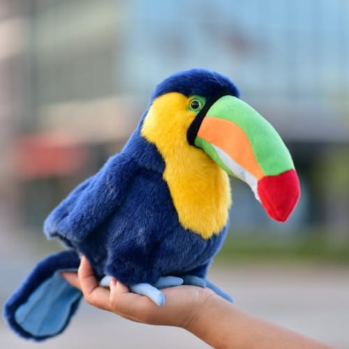 LIUHONGFEI Jouet en peluche imitation toucan. Poupée en peluche réaliste. Il y a un fil d'aluminium sur les deux pieds pour qu'il puisse tenir debout de manière stable. (Ceux avec des fils d'aluminium