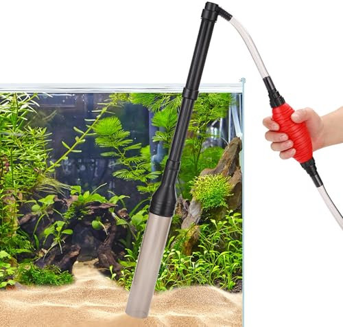 HYDIK Aspirador Sifónico para Acuarios, Manguera Sifónica Manual con Bolsa De Aire Duradera, Herramientas De Limpieza para Acuarios, Limpiador De Algas para Peceras, Limpieza De Grava y Arena(C)