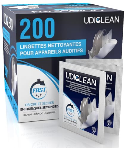 200 einzeln verpackte, schnell trocknende angefeuchtete Udiclean-Hörgeräte-Reinigungstücher entfernen Schweiß Ohrenschmalz und Schmutz | Udiclean einzeln verpackt entfernt Schweiß, Ohrenschmalz und Schmutz