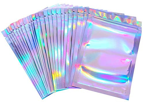 Sacchetti di Alluminio con Finestra,50 PCS Bustine in Mylar con Zip Buste Ermetica a Chiusura Sac a Poche per Alimenti e l'Imballaggio