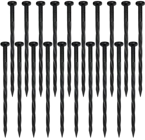 Pali di paesaggio, pali paesaggistiche, pali del prato a spirale da 100 pezzi, pali di paesaggi da 8 pollici, posta in plastica riutilizzabili per terra, barriera delle erbe infestanti, cortile, giar