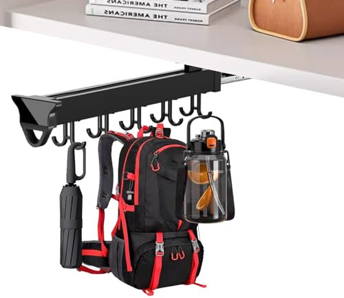 Robuster Besenhalter mit Haken zur Wandmontage, Garagenregal für Besen, Mops, Topf- und Pfannen-Organizer, Gartengeräte, 25,9 cm