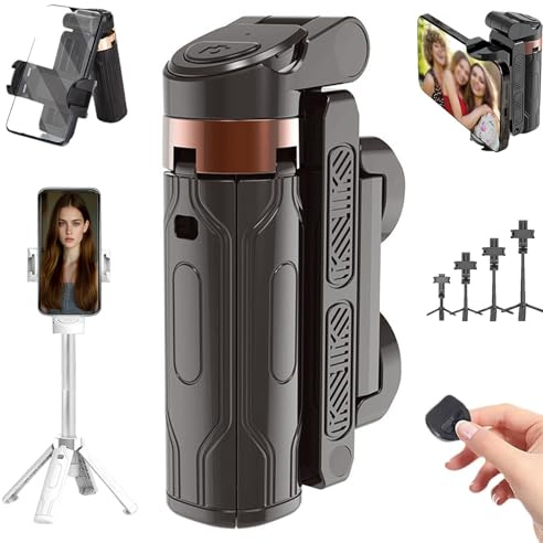 Generic Pocketflex Mini Tripod JJ02, 360° Rotation Foldable Cell Phone Selfie Stick Tripod with Detachable Remote (Black)