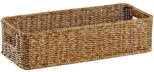 Zerodeko Geflochtener Korb Aus Rattanimitat Rechteckiger Aufbewahrungskorb 13.39X5.51X3.15in Für Schreibtisch Babyzimmer Kleinigkeiten Spielzeug Küche Und Wohnkultur