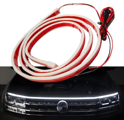 1 Pcs Exterior Car Led Strip Lights,Flexible 59 Inches Car Led Hood Light Strip,Fits For Cars Suvs Trucks (White)