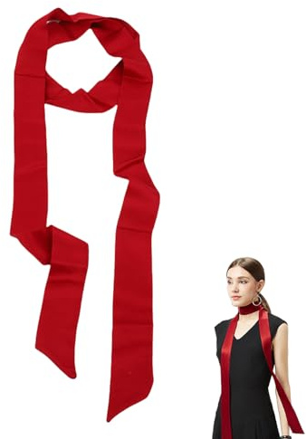 Damen Satin Gürtel aus Seidentuch Stoff,Seidenschal,Taillengürtel und Halstuch für Frauen,Vielseitiges Krawatte Damen Band als Schal Oder Stoffgürtel,Weicher Accessoire für Kleider und Hüte(Rot)