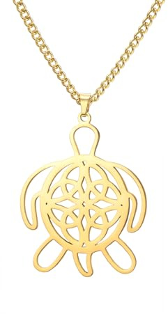 LIKGREAT Keltische Schildkrötenkette Edelstahl Ausgehöhlter Tier-Totem-Anhänger Meeresschildkröten-Amulett Schmuck für Damen und Herren