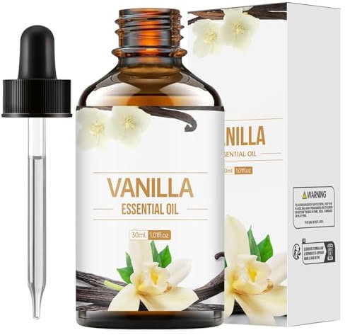 Vanilleöl, Ätherische Öle Vanilleöl,Vanilla Body Oil, ätherische Öle mit Vanille Extrakt,Vanilleöl, für Haut Körper Haarpflege, Duftöle für Diffusor, Luftbefeuchter, Entspannen, Massage, Bad