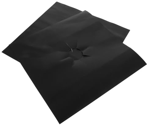 Protecteur de Cuisinière à Gaz Ptfe Noir 2 Pièces, Double Épaisseur | Résistant à Chaleur, Antiadhésif, Compatible Lave-vaisselle, pour Brûleur Gaz et Plaque Cuisson Gaz