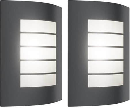 ledscom.de 2x Wandleuchte ZYNO, für außen, IP44, anthrazit, inkl. E27 LED, max. 1020lm, 3-Stufen-Dimmer, weiß