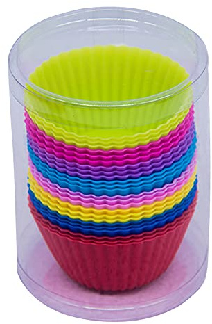 Pirottini da forno in silicone, riutilizzabili, antiaderenti, per uso alimentare, colori arcobaleno, per muffin, torte, 24 confezioni