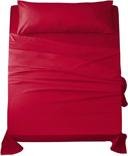 Sábanas 135x190 - Juego de Sábanas 3 Piezas - 100% Microfibra Suave y Transpirable - Sábana Bajera Ajustable, Encimera y Funda Almohada - Ropa de Cama Ligera (Burdeos)
