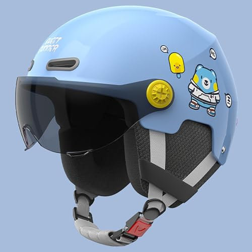 Motorcycle Jet Helmet for Kids, Open Face Motorcycle Helmet for Boys and Girls ECE 22.06 Approved Children's Motorcycle Helmet E,50-58cm