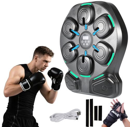Music Boxing Machine, Boxing Machine mit LED-Lichtern, Bluetooth Musikboxing Maschine, 9 Geschwindigkeitsmodi & Zählmodus, 30 Lautstärkestufen, Boxhandschuhe, Musik-Boxe für Kinder, Erwachsene
