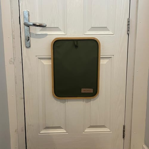 Front Door Letter Catcher No Drill Mail Holder Bamboo Frame Fabric Pocket Letterbox Organizer Decorative Post Cage Draft Stopper Pet Safe Kids Safe Dog Proof Mail Storage for Home Office (KHAKI)