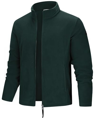 TOG24 Revive Mens Fleece Jacket Outdoor Microfleece Jackets with Full-Zip Lightweight & Warm, Anti-Pill Fabric for Hiking Trekking Camping Sport Racing Green L