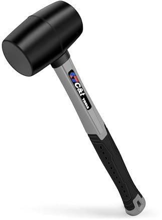 C&T Gummihammer Schwarz 450 g D=55 mm – Mit Rutschfestem Softgriff Aus Glasfaser Und Ergonomischem Design Geeignet Für Die Verwendung Auf Fliesen Und Möbeln Ohne Spuren Zu Hinterlassen.