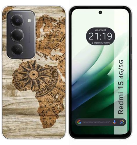 Tumundosmartphone Coque en silicone pour Xiaomi Redmi 15 4G / 5G design bois 07 dessins