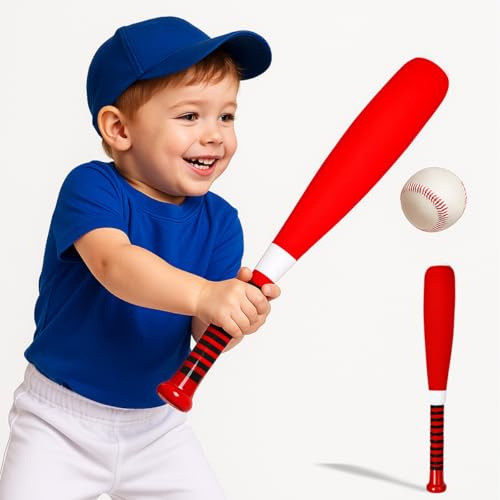 Toyana Kids Baseball Bat and Ball Set - 54 cm Lightweight Foam T-Ball Bat for Toddlers Non-Slip Soft Comfort Grip Safe Outdoor Training Sport Toy Random Colour Great For Kids Gift Boys Girls 3+ Year