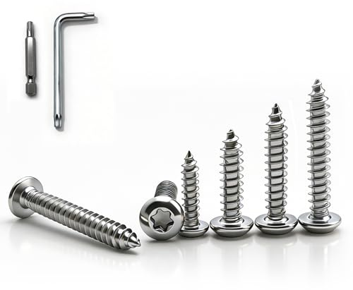 NZNSML 110 Stück Linsenkopfschrauben M4 x20mm Blechschrauben Holzschrauben | Edelstahl Linsenkopfschrauben Holz A2 V2A Rundkopfschrauben Torx Vollgewinde Selbstschneidende Schrauben mit Bit