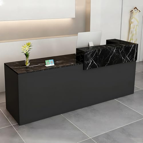 CCUKTFN Empfangstheke mit Schublade und offenen Regalen, moderner Empfangstresen 100–240 cm, Rezeptionstheke für Büro, Salon, Lobby und Einzelhandelsgeschäft