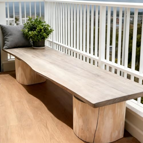 Massivholz Sitzbank Flur – 100 cm, Bauernhaus Bettbank Holzbank Ohne Lehne, Küchenbank Essbank mit Zylindrischen Beinen, Garderobenbank Balkonbank Flurbank Schuhbank, Natur(100 * 30 * 20 cm)
