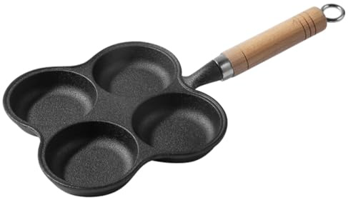 NOLITOY Sartén para Huevos 4 Agujeros de Hierro Grueso, Molde Antiadherente sin Revestimiento, Sartén de Desayuno Multifuncional para Cocina Doméstica