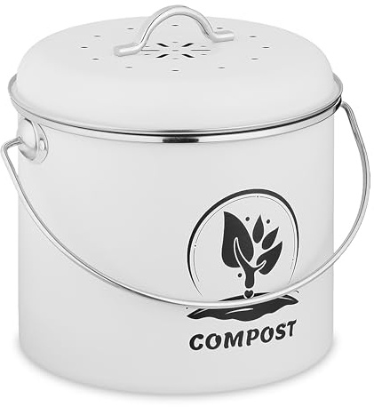 Relaxdays Pattumiera da Cucina per Umido, Cestino Organico da 3,5 L, Secchio Rifiuti Compost con 2