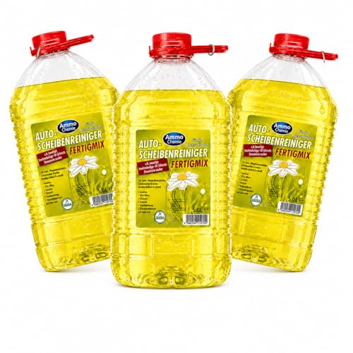 AMMO CHEMIE® Sommerscheibenreiniger [3×5 L] Zitronenduft – Scheibenwischwasser für klare Autoscheiben – Wischwasser Auto Konzentrat gegen Insekten & Schmutz – Autoscheiben Reiniger (3x 5 L)