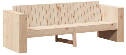 QJBSAVVA Garten-Sofa Natur 185,5 x 60 x 62 cm Massives Kiefernholz Rustikale Sitzbank für Außenbereich Garten Terrasse und Patio Wetterfeste Holzbank Dreisitzer Gartensitzbank