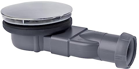 Wirquin 30720269 Bonde de douche à membrane Slim avec dôme en métal pour receveur, gris