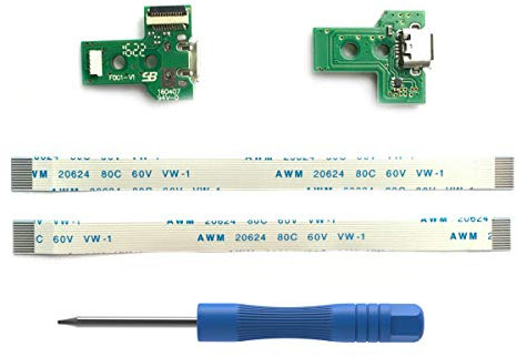ElecGear 2 Stück JDS-030 USB Ladebuchse mit Flexkabel für PS4 Controller, Replacement Anschluss Platine Adapter, Reparatur Part Ladegerät Module Port, Battery Charging Board