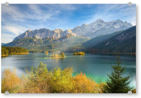 artboxONE Acrylglasbild 45x30 cm Natur Eibsee in Bayern Bild hinter Acrylglas - Bild Eibsee Bayern Berge