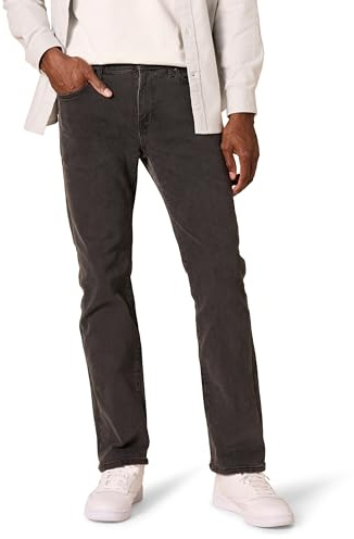 Amazon Essentials Jeans Elasticizzati con Taglio Dritto - Colori Fuori Produzione Uomo, Nero Slavato, 33W / 30L
