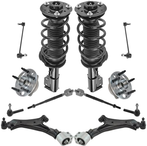 TRQ 12 Piece Steering & Suspension Kit Strut & Spring Control Arms Tie Rods Sway Bar Links Wheel Bearings Kit for 2010-2016 Chevy Equinox 2.4L / 2010-2016 GMC Terrain 2.4L